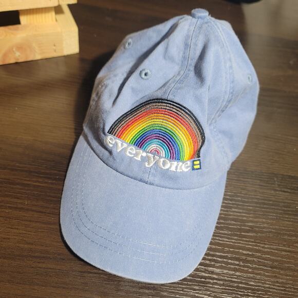 Unisex Human Rights Campaign Rainbow Everyone Hat Cap - Blue EUC - Picture 1 of 4